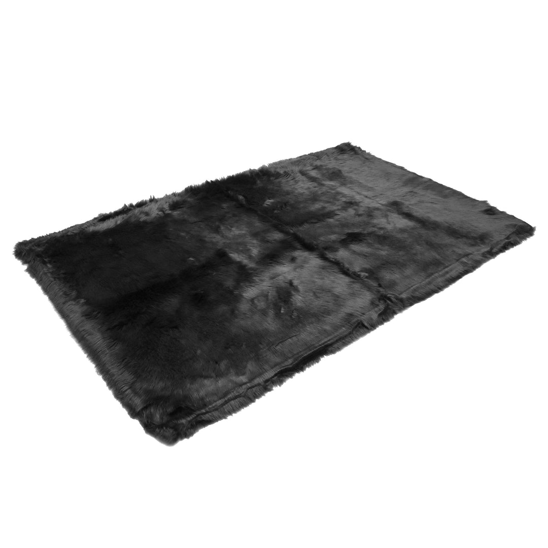Charcoal Grey Fur Area Rug 4x6 ft