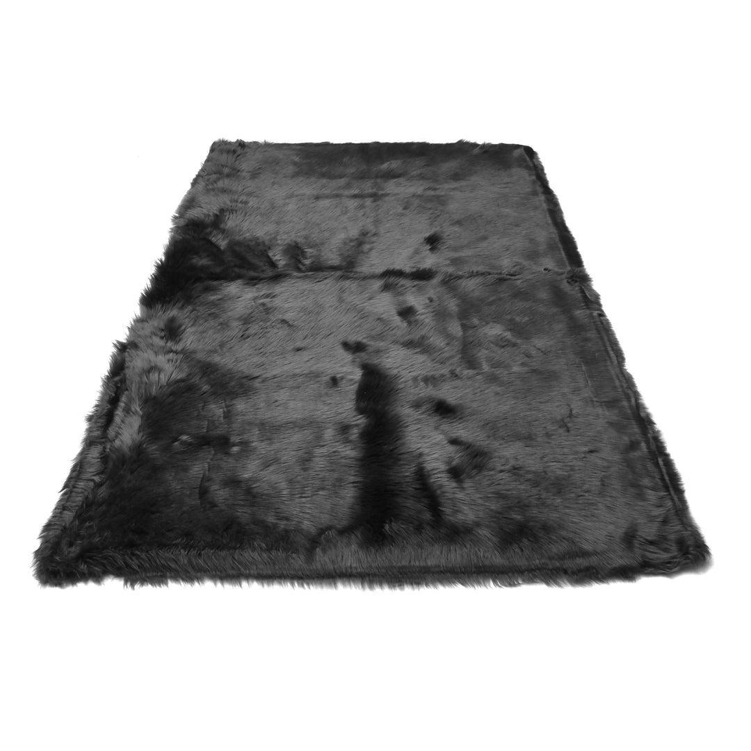 Charcoal Grey Fur Area Rug 4x6 ft
