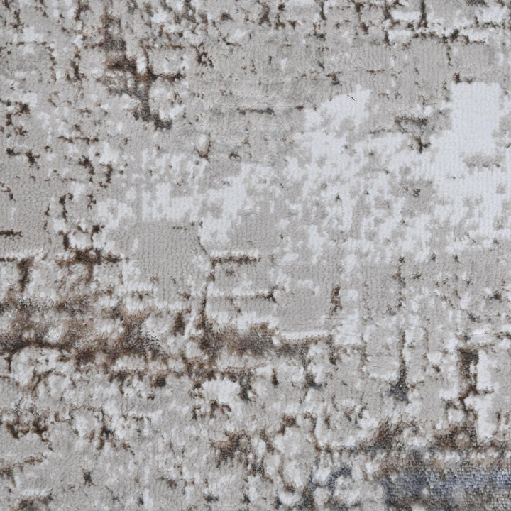 Silver Gray Abstract Turkish Rug 4x6 Ft