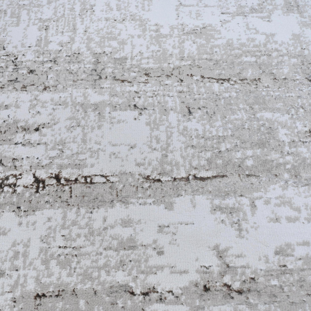 Silver Gray Abstract Turkish Rug 4x6 Ft