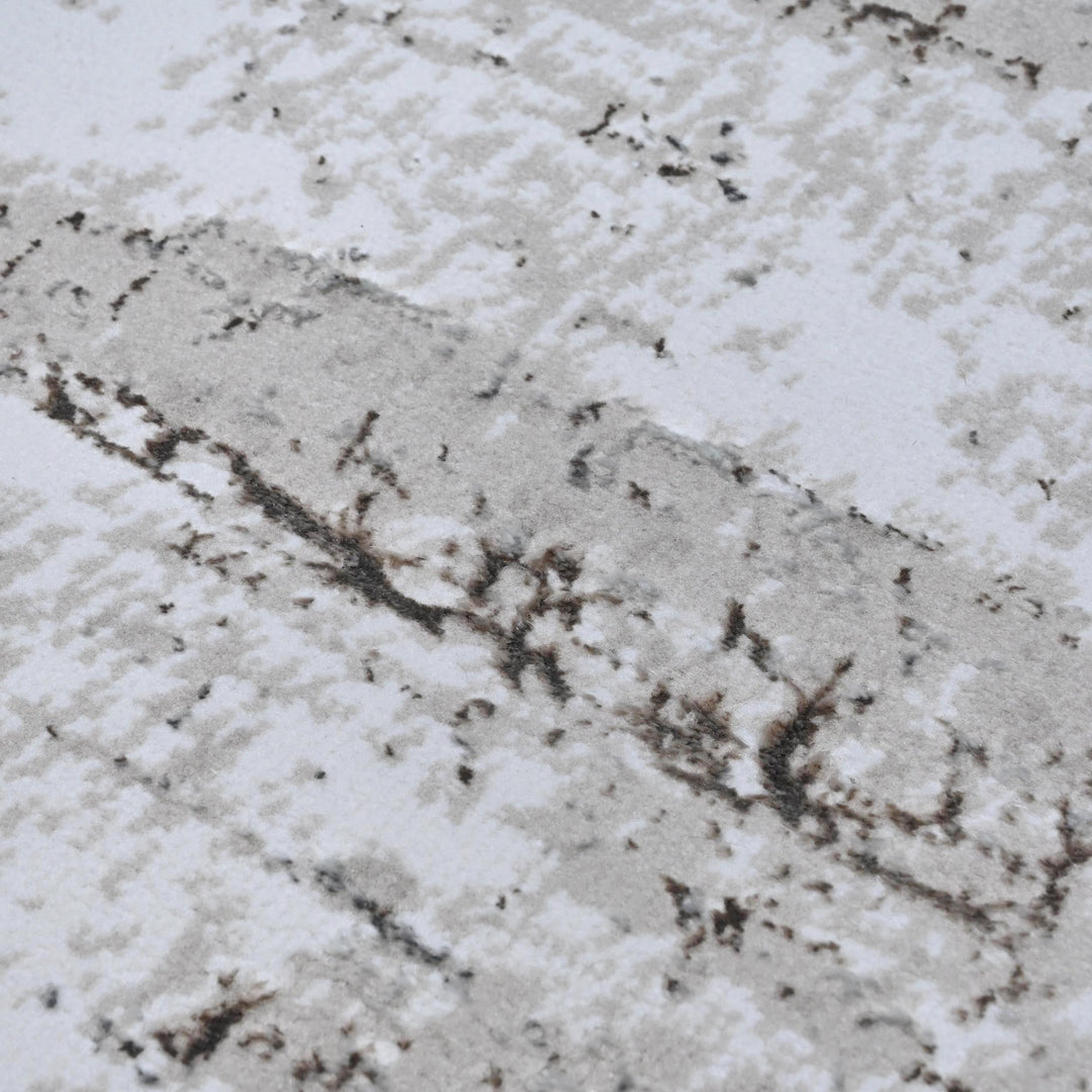 Silver Gray Abstract Turkish Rug 4x6 Ft