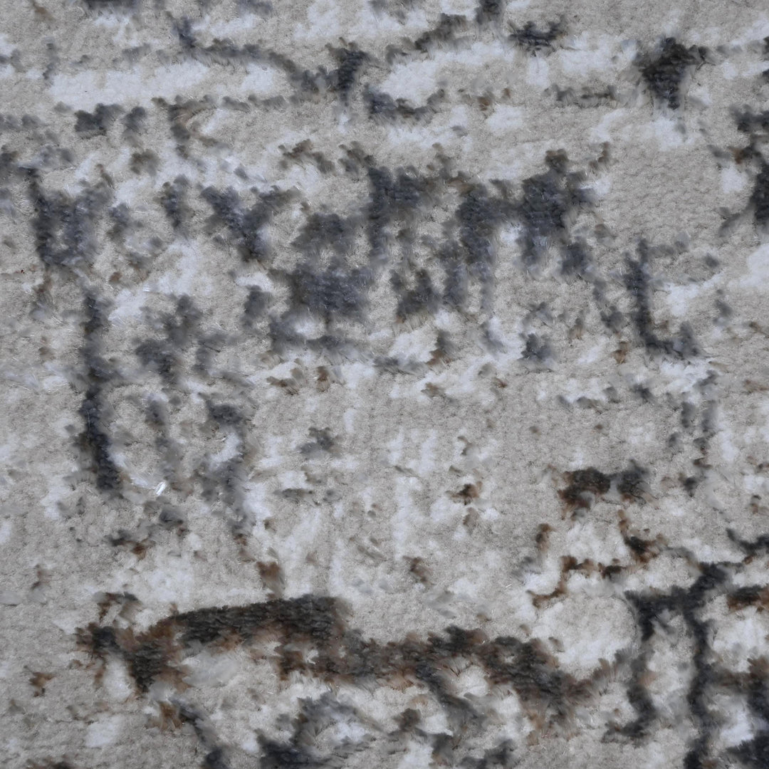 Silver Gray Abstract Turkish Rug 4x6 Ft