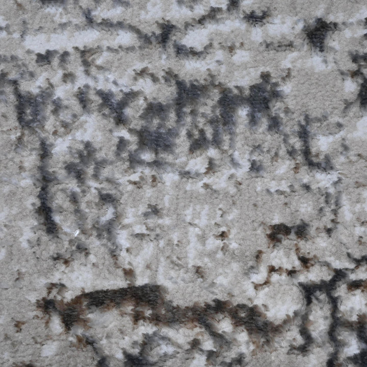 Silver Gray Abstract Turkish Rug 4x6 Ft