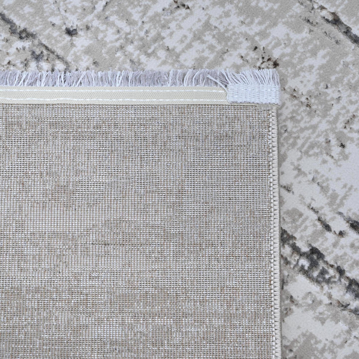 Silver Gray Abstract Turkish Rug 4x6 Ft