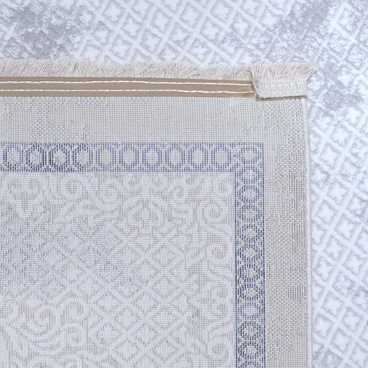 Ivory Navy Abstarct Turkish Rug 5X8 FT