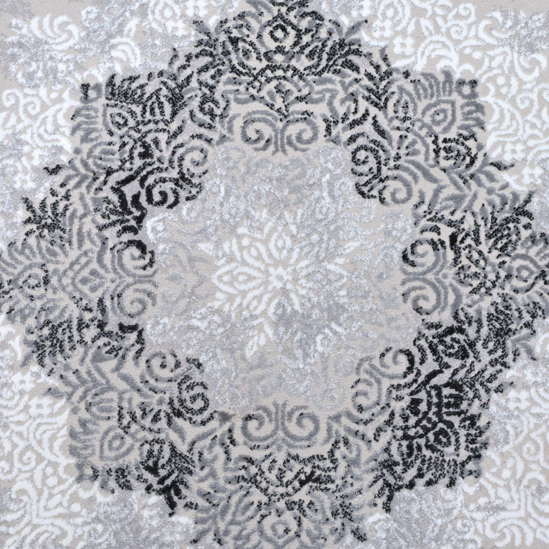 Medallion Charcoal Turkish Rug 5X8 FT
