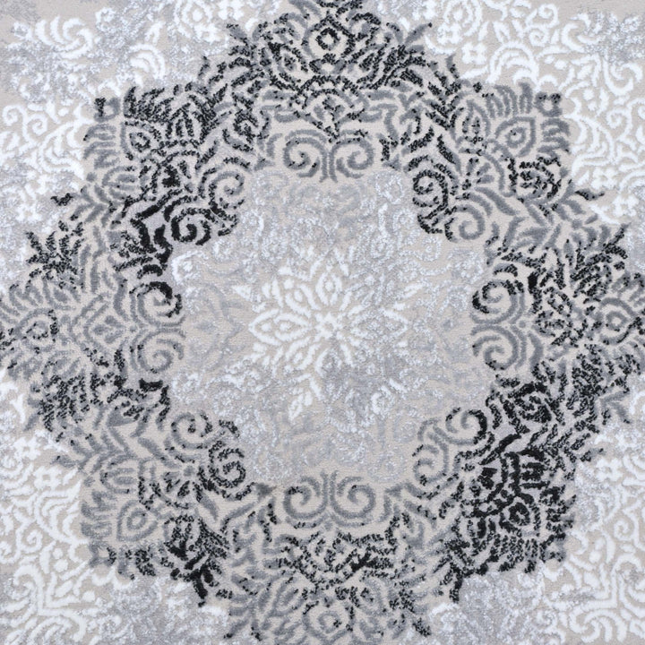 Medallion Charcoal Turkish Rug 5X8 FT