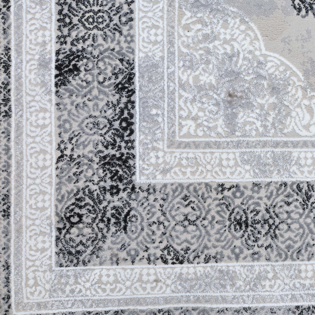 Medallion Charcoal Turkish Rug 5X8 FT