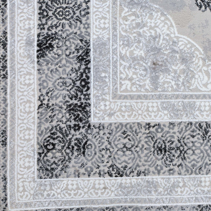 Medallion Charcoal Turkish Rug 5X8 FT