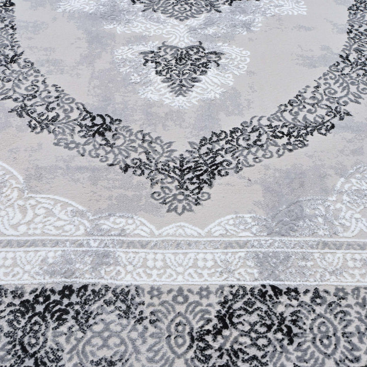 Medallion Charcoal Turkish Rug 5X8 FT