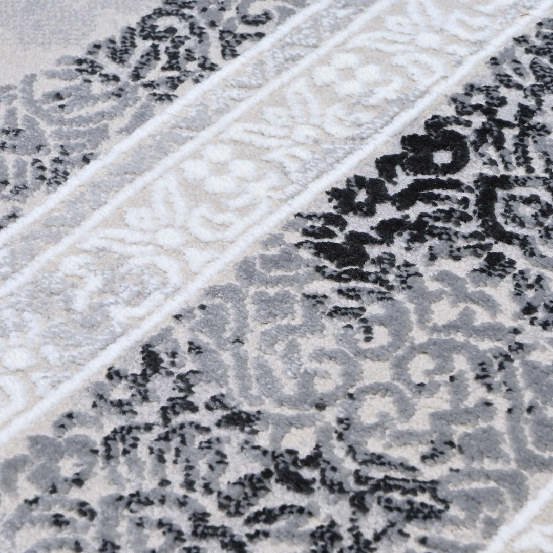 Medallion Charcoal Turkish Rug 5X8 FT