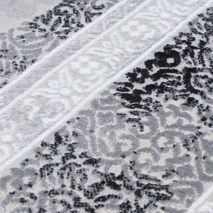 Medallion Charcoal Turkish Rug 5X8 FT