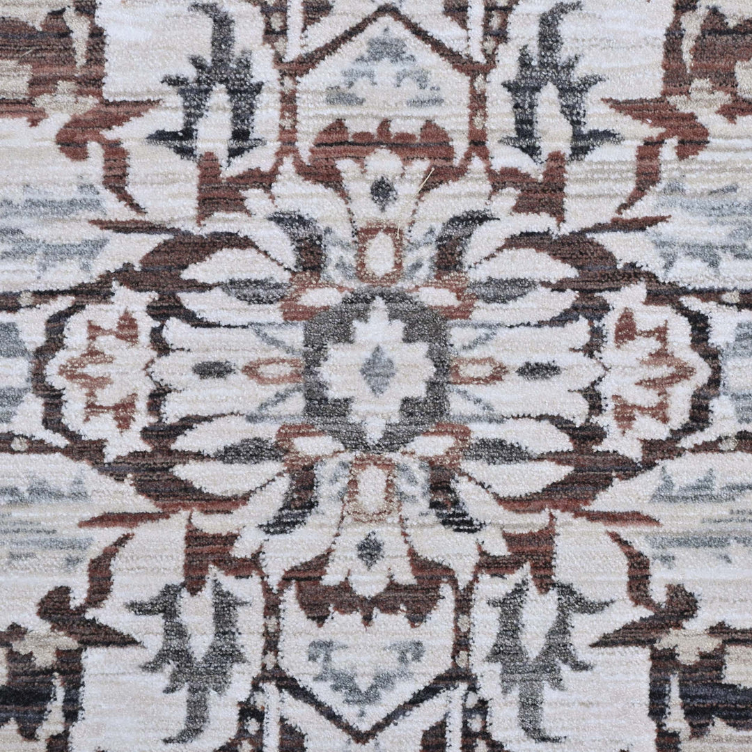 Medallion Ivory Grey Turkish Rug 5X8 FT