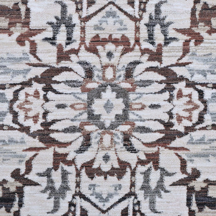 Medallion Ivory Grey Turkish Rug 5X8 FT