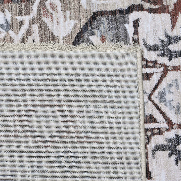 Medallion Ivory Grey Turkish Rug 5X8 FT