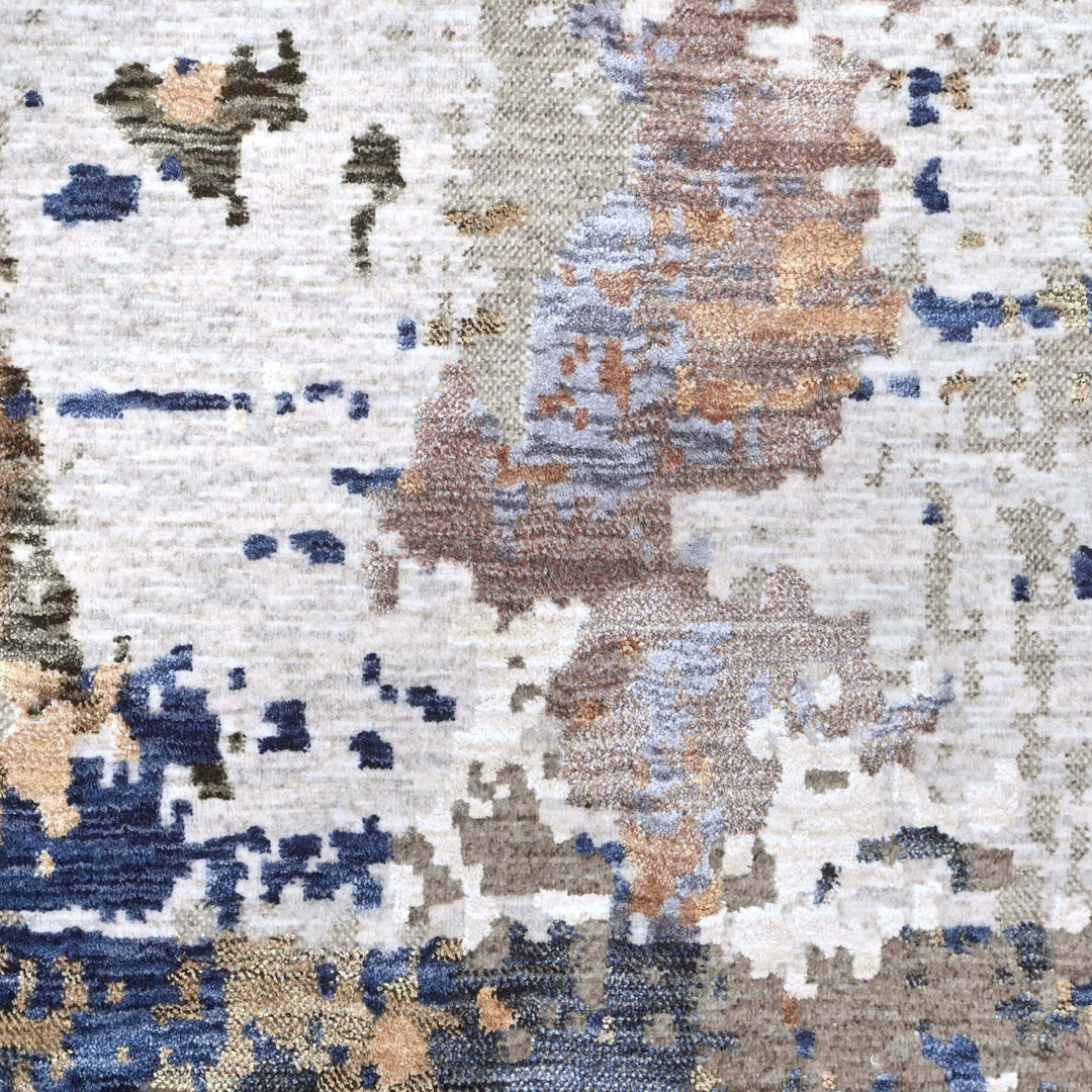 Abstract Splatter Navy Beige Turkish Rug 5X8 FT