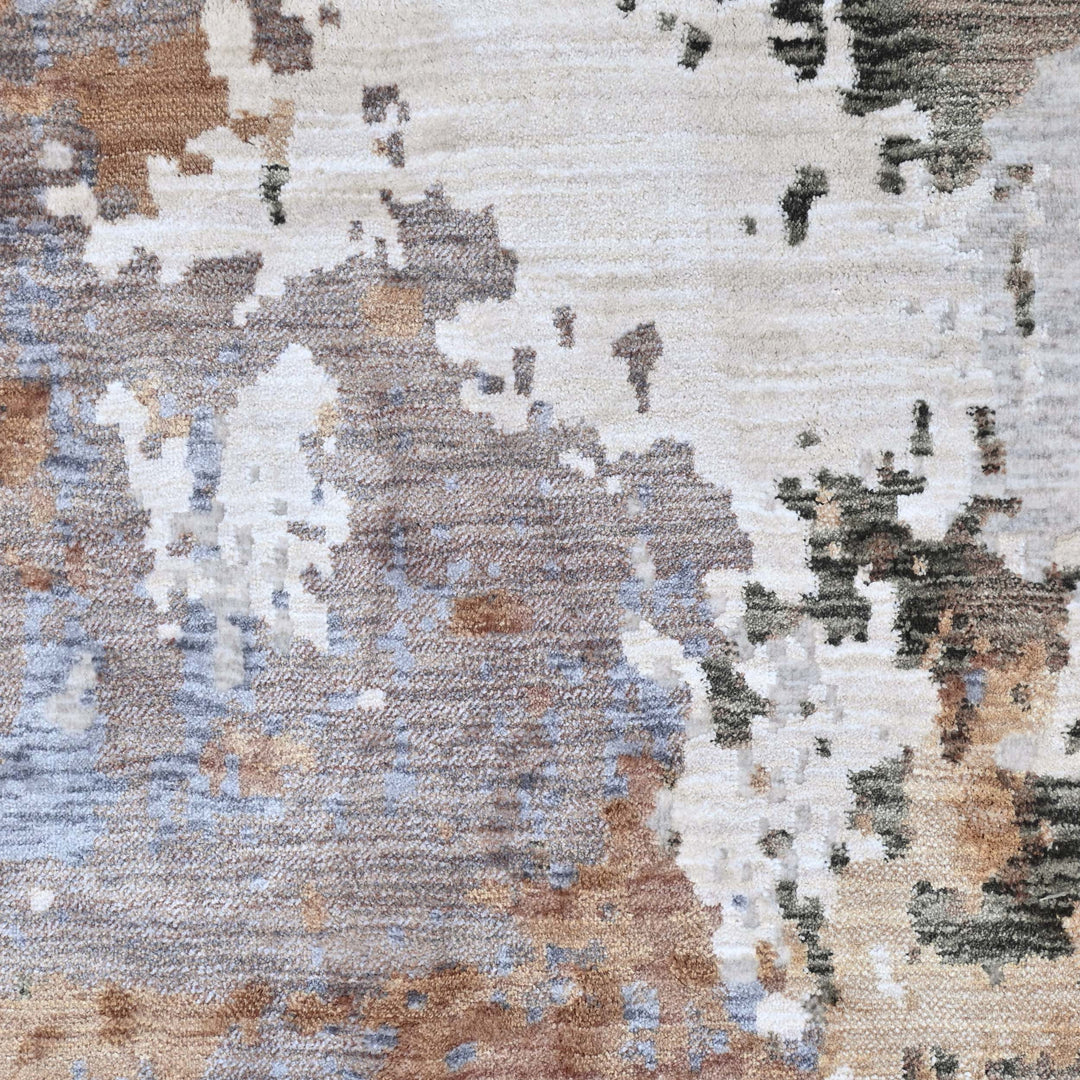 Abstract Splatter Navy Beige Turkish Rug 5X8 FT