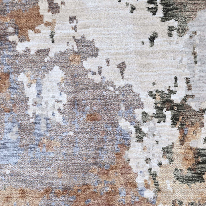 Abstract Splatter Navy Beige Turkish Rug 5X8 FT