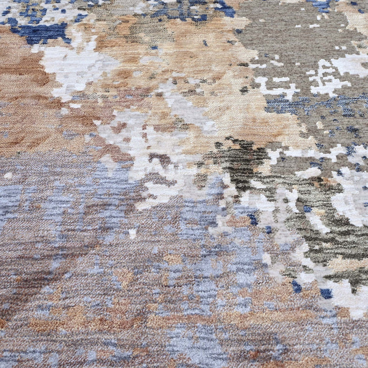 Abstract Splatter Navy Beige Turkish Rug 5X8 FT
