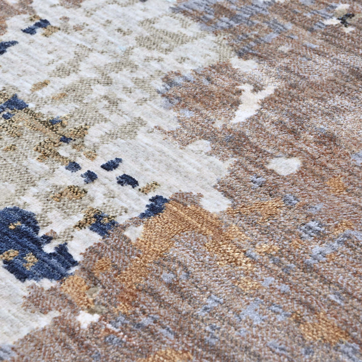 Abstract Splatter Navy Beige Turkish Rug 5X8 FT