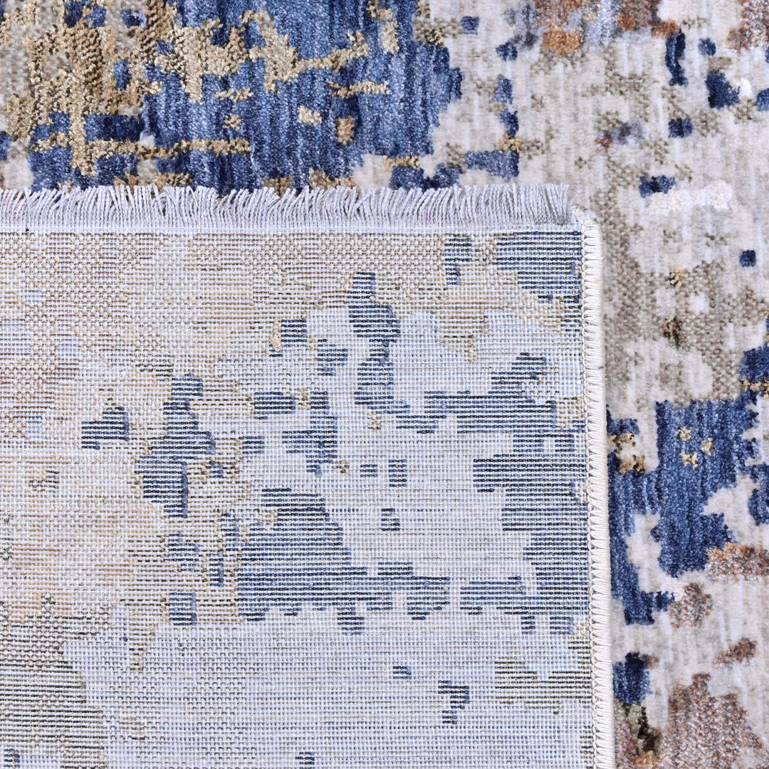 Abstract Splatter Navy Beige Turkish Rug 5X8 FT