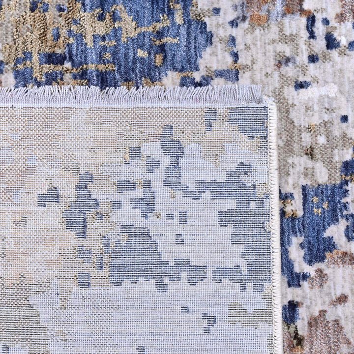 Abstract Splatter Navy Beige Turkish Rug 5X8 FT