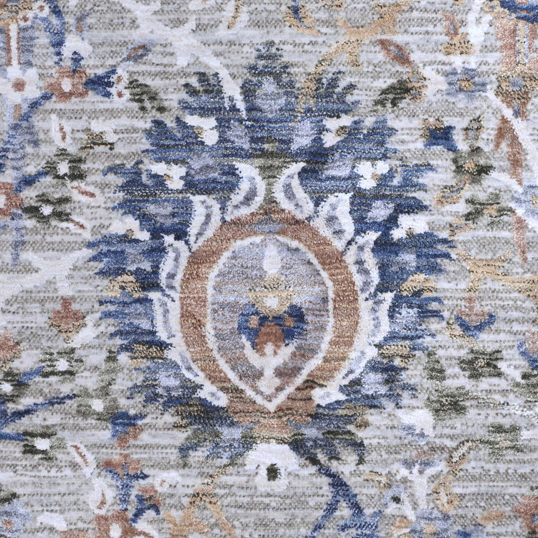 Vine Ivory Navy Turkish Rug 5X8 FT