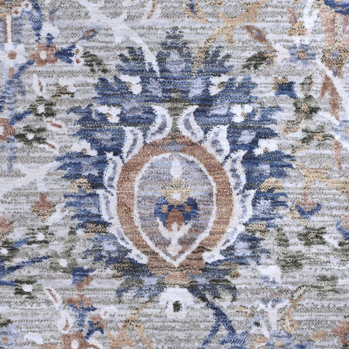 Vine Ivory Navy Turkish Rug 5X8 FT