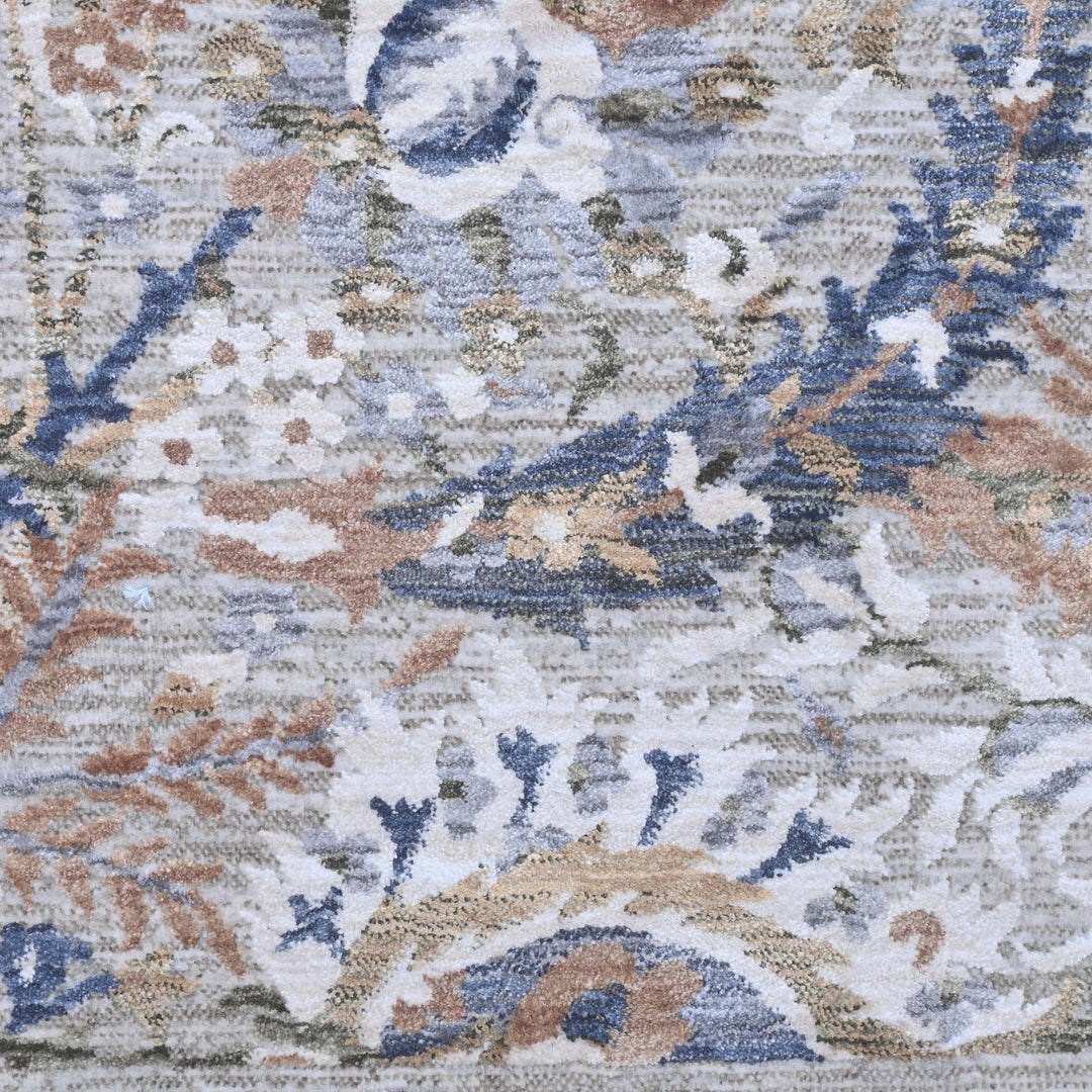 Vine Ivory Navy Turkish Rug 5X8 FT