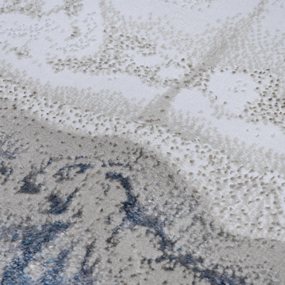 Blue Gray Abstract Turkish Rug 5x8 Ft