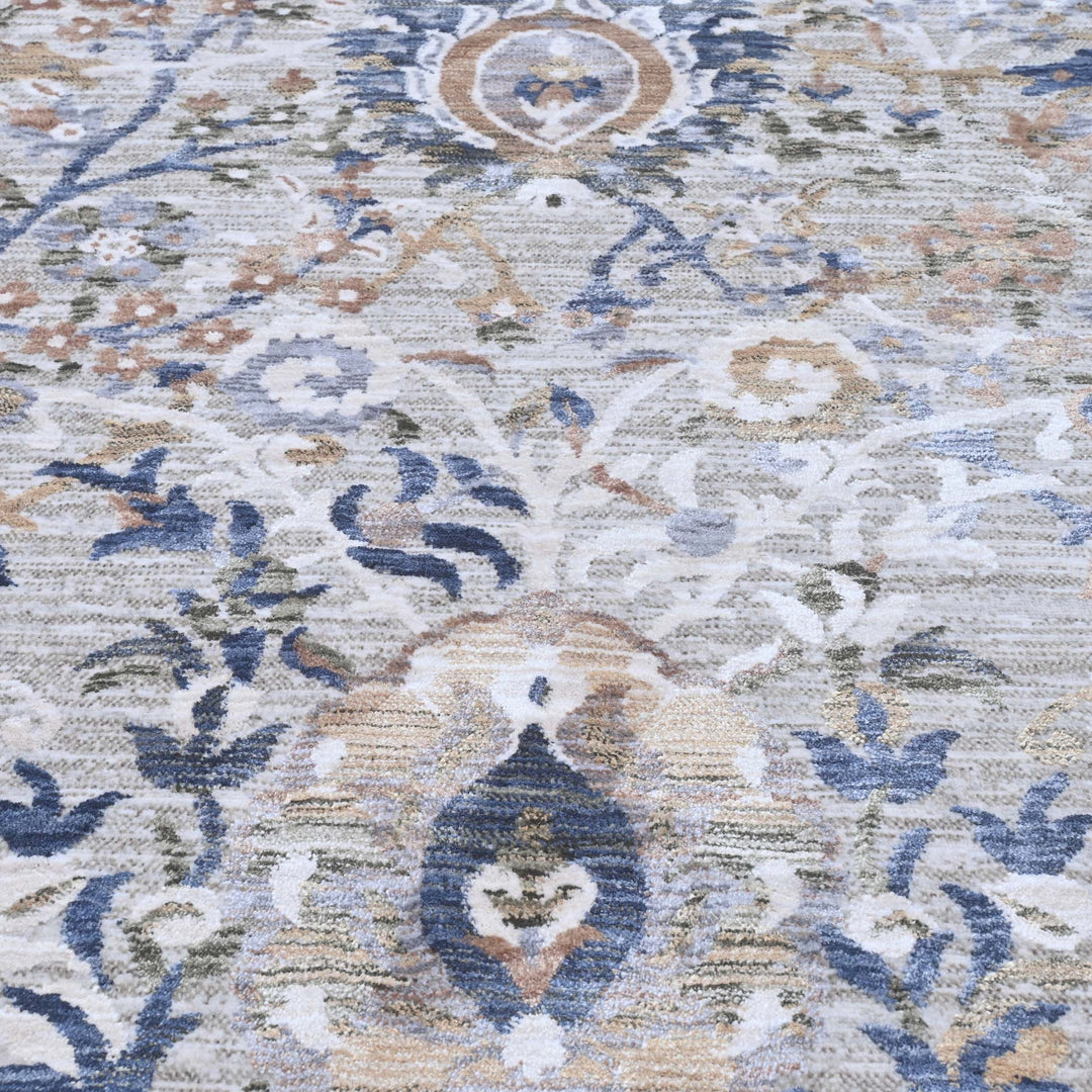 Vine Ivory Navy Turkish Rug 5X8 FT