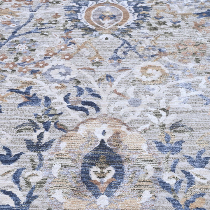 Vine Ivory Navy Turkish Rug 5X8 FT