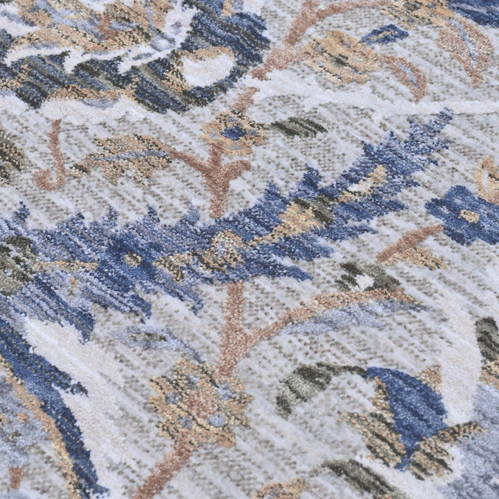 Vine Ivory Navy Turkish Rug 5X8 FT