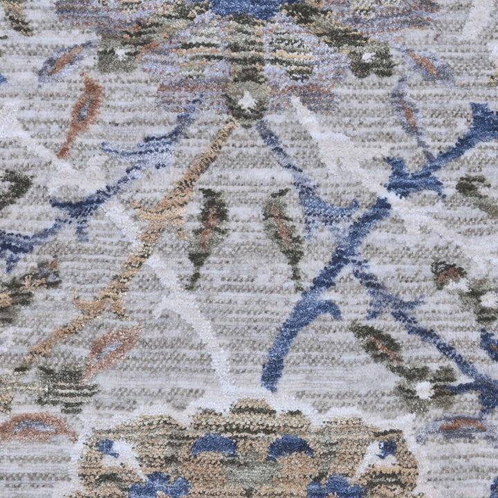 Vine Ivory Navy Turkish Rug 5X8 FT