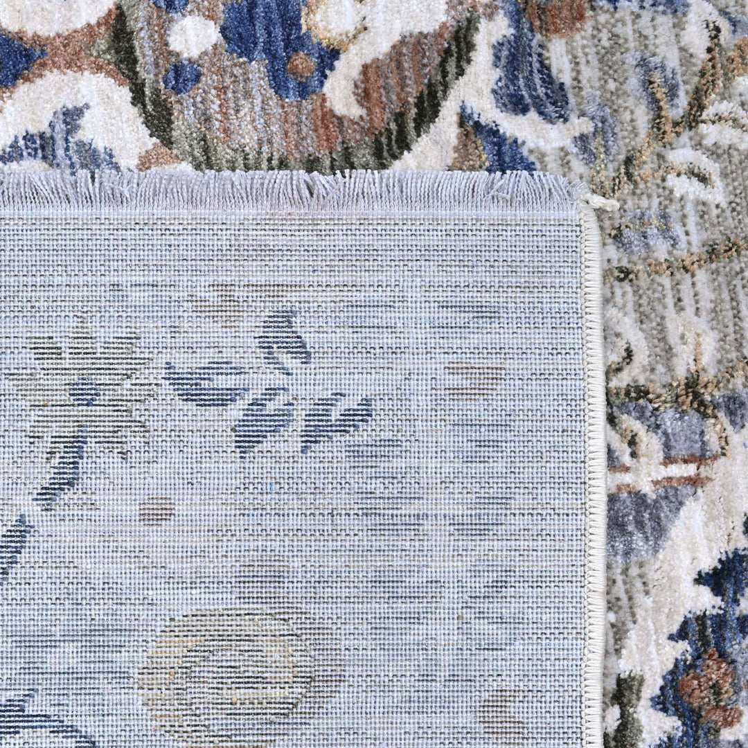 Vine Ivory Navy Turkish Rug 5X8 FT