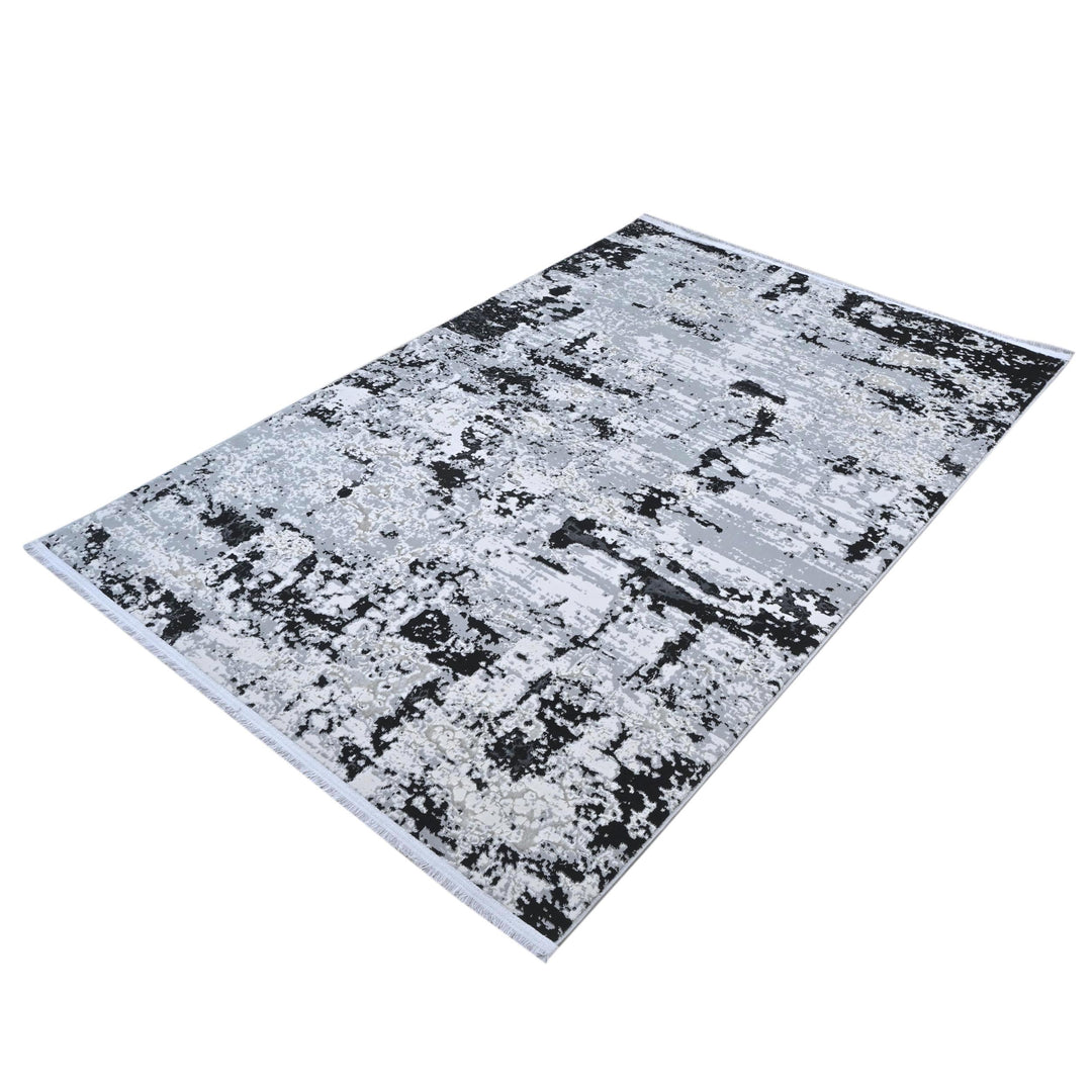 Gray & White Splatter Turkish Rug 5x8 Ft