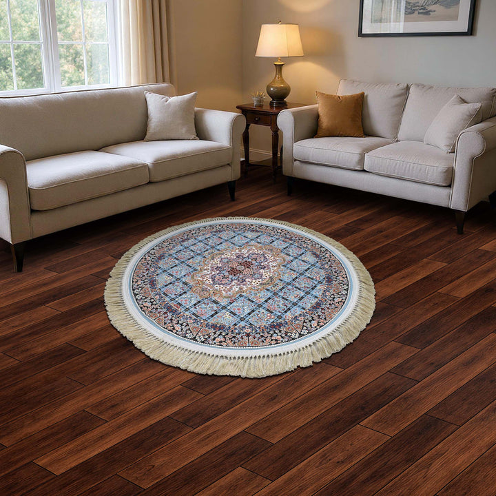 Multicolor Florals Persian Round Rug 3x3 Ft