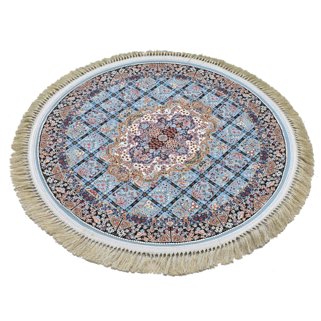 Multicolor Florals Persian Round Rug 3x3 Ft