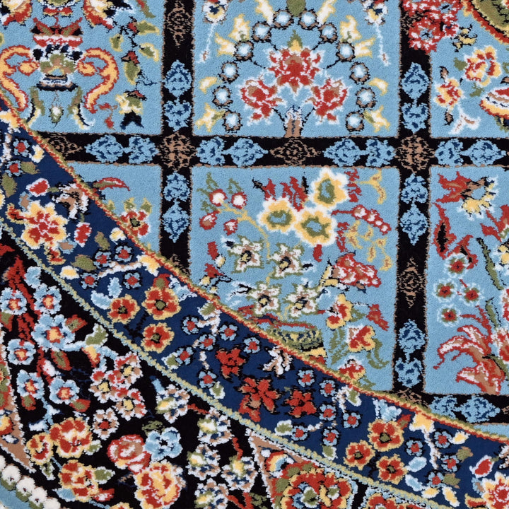 Multicolor Florals Persian Round Rug 3x3 Ft