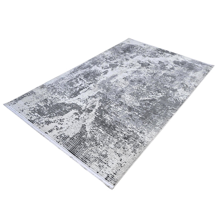 Gray Charcoal Striped Turkish Rug 5x8 Ft