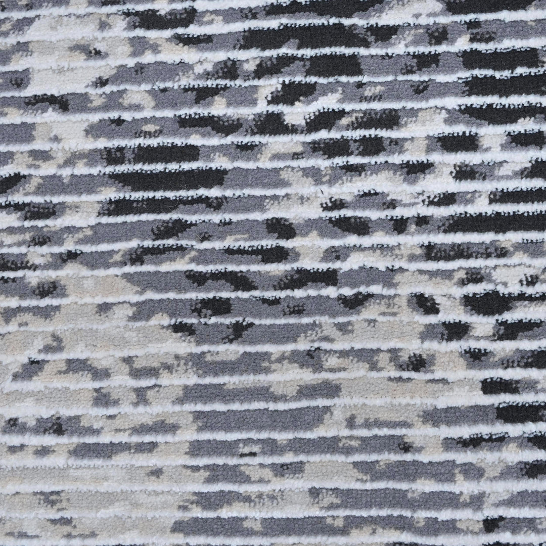 Gray Charcoal Striped Turkish Rug 5x8 Ft