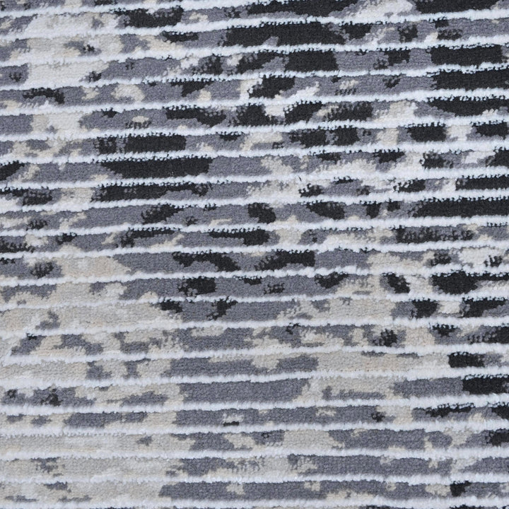 Gray Charcoal Striped Turkish Rug 5x8 Ft