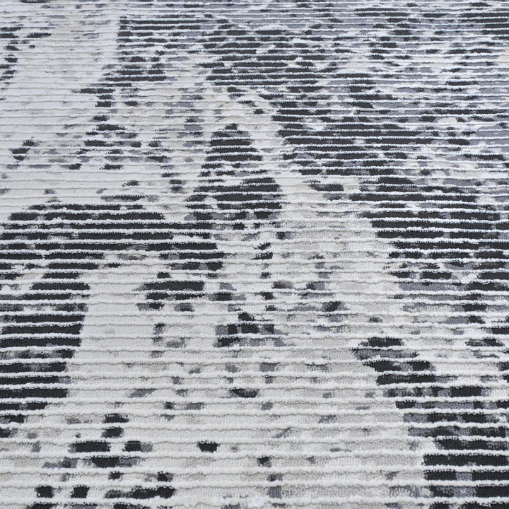 Gray Charcoal Striped Turkish Rug 5x8 Ft