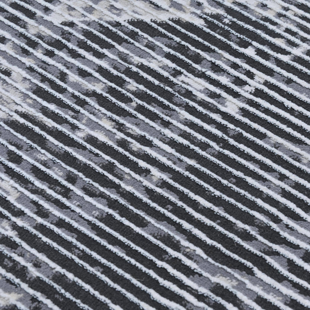 Gray Charcoal Striped Turkish Rug 5x8 Ft