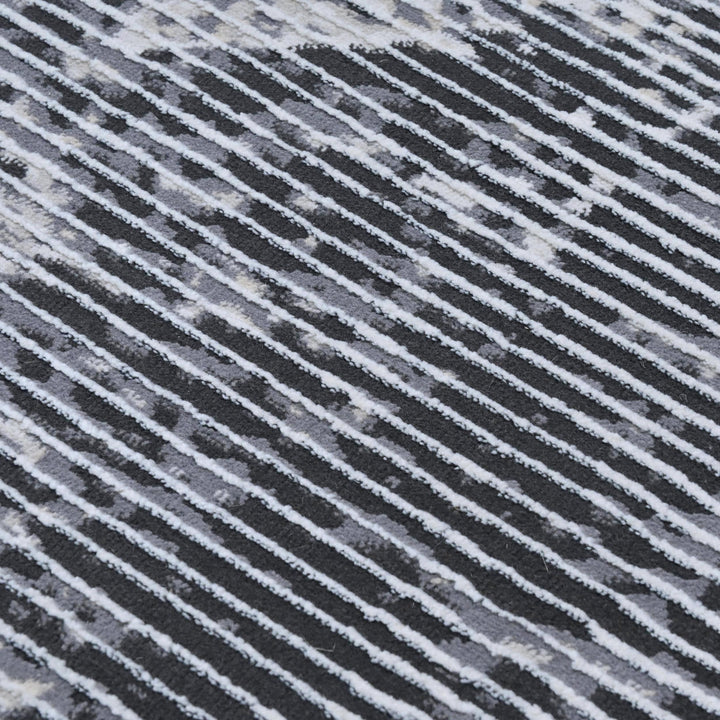 Gray Charcoal Striped Turkish Rug 5x8 Ft
