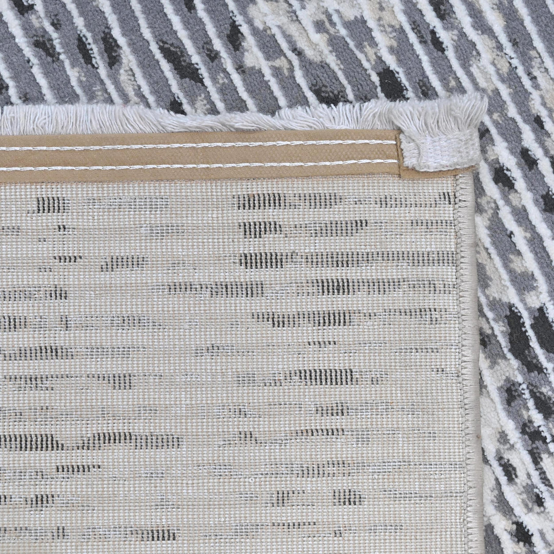 Gray Charcoal Striped Turkish Rug 5x8 Ft