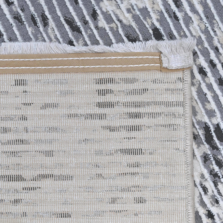 Gray Charcoal Striped Turkish Rug 5x8 Ft