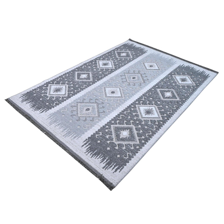 Grey Geometric Turkish Rug 5X8 ft