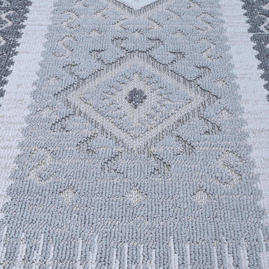 Grey Geometric Turkish Rug 5X8 ft