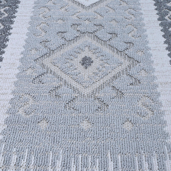 Grey Geometric Turkish Rug 5X8 ft